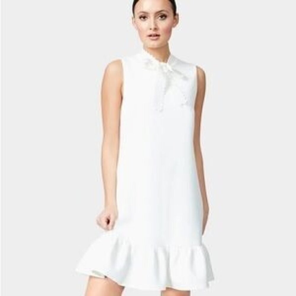Betsey Johnson white scuba tiered hem dress size 14